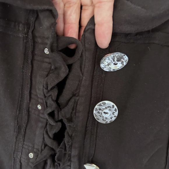 Neon Buddha black button front ruffle jacket Size M - Picture 12 of 12